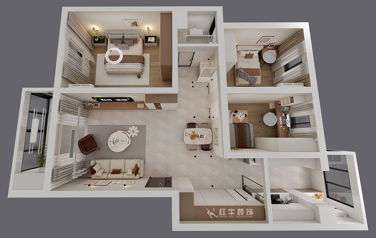 顾娟｜月牙湖花园17-202-107㎡-现代简约风格｜3室2厅1卫｜旧房装修｜定制家｜全包14